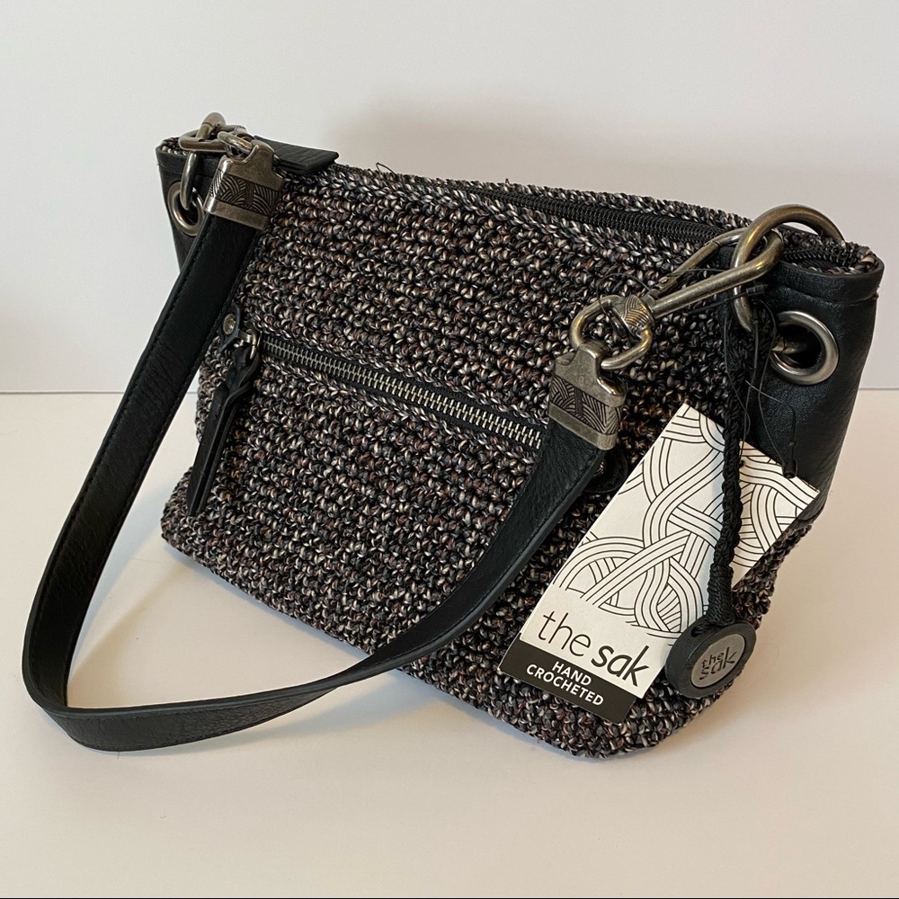 NWT The Sak Hand-Crotcheted purse black/gray/white